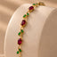 Red & Green Tulip Bracelet for Women | 18K Gold Plated