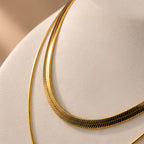 Women's Gold-Tone Layered Necklace with Square & Round Pendant Charms