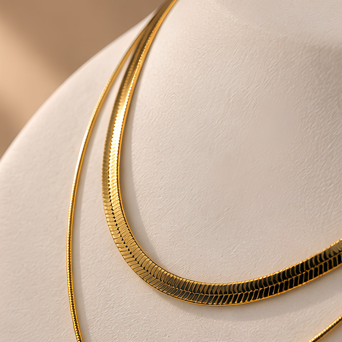 Women's Gold-Tone Layered Necklace with Square & Round Pendant Charms