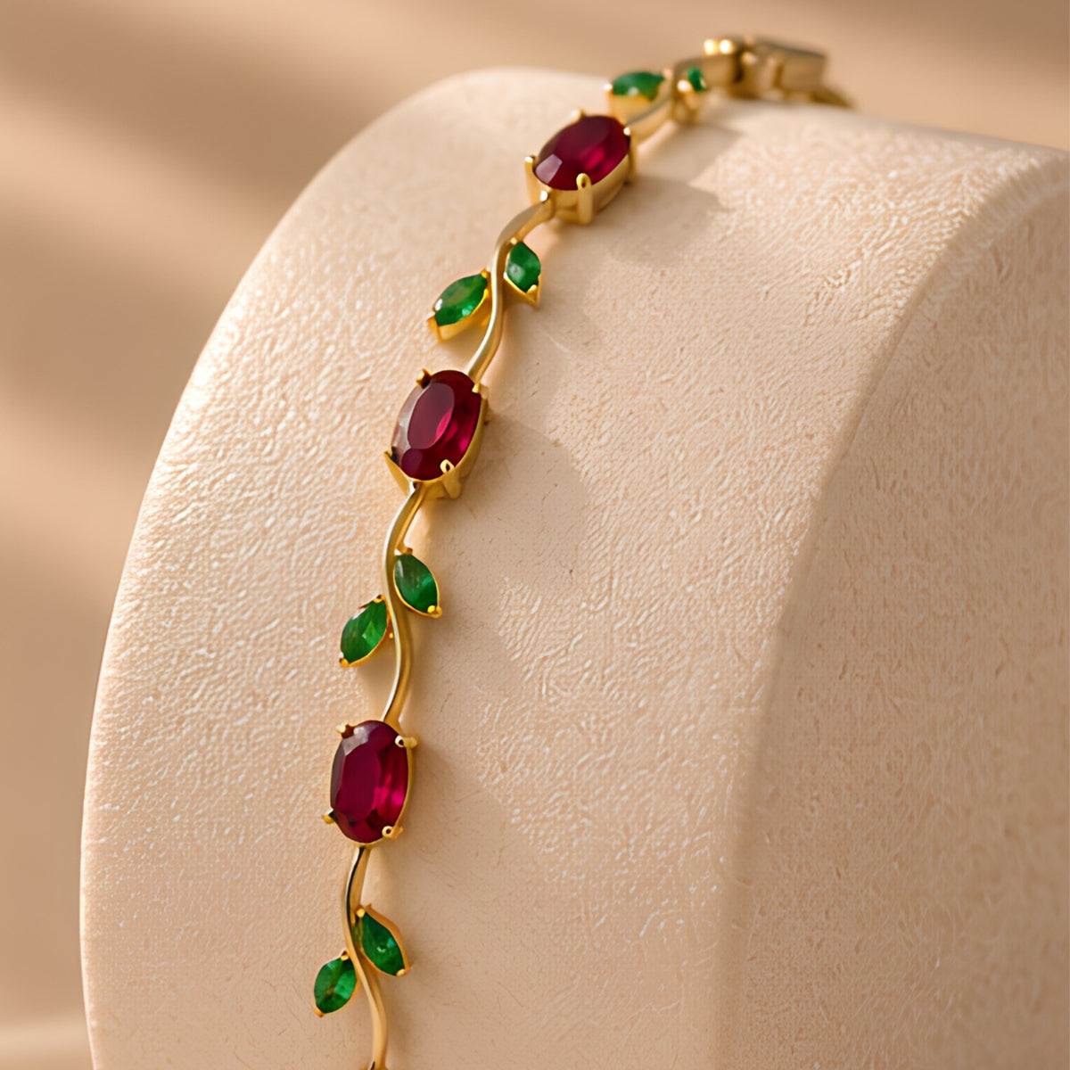 Red & Green Tulip Bracelet for Women | 18K Gold Plated
