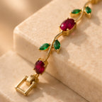 Red & Green Tulip Bracelet for Women | 18K Gold Plated