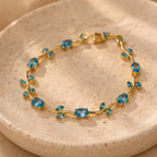 Aqua Blue Vine Bracelet for Women | 18K Gold Plated