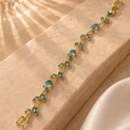Aqua Blue Vine Bracelet for Women | 18K Gold Plated