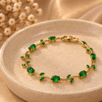 Emerald Green Vine Bracelet for Women | 18K Gold Plated