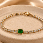Green Stone Bracelet for Women | 18K Gold Plated