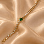 Green Stone Bracelet for Women | 18K Gold Plated