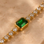 Green Stone Bracelet for Women | 18K Gold Plated