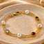 Red Green Pearl Bracelet for Women | 18K Gold Plated