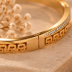 Greek Luxe Gold Cuff Bangle for Women | Anti-Tarnish