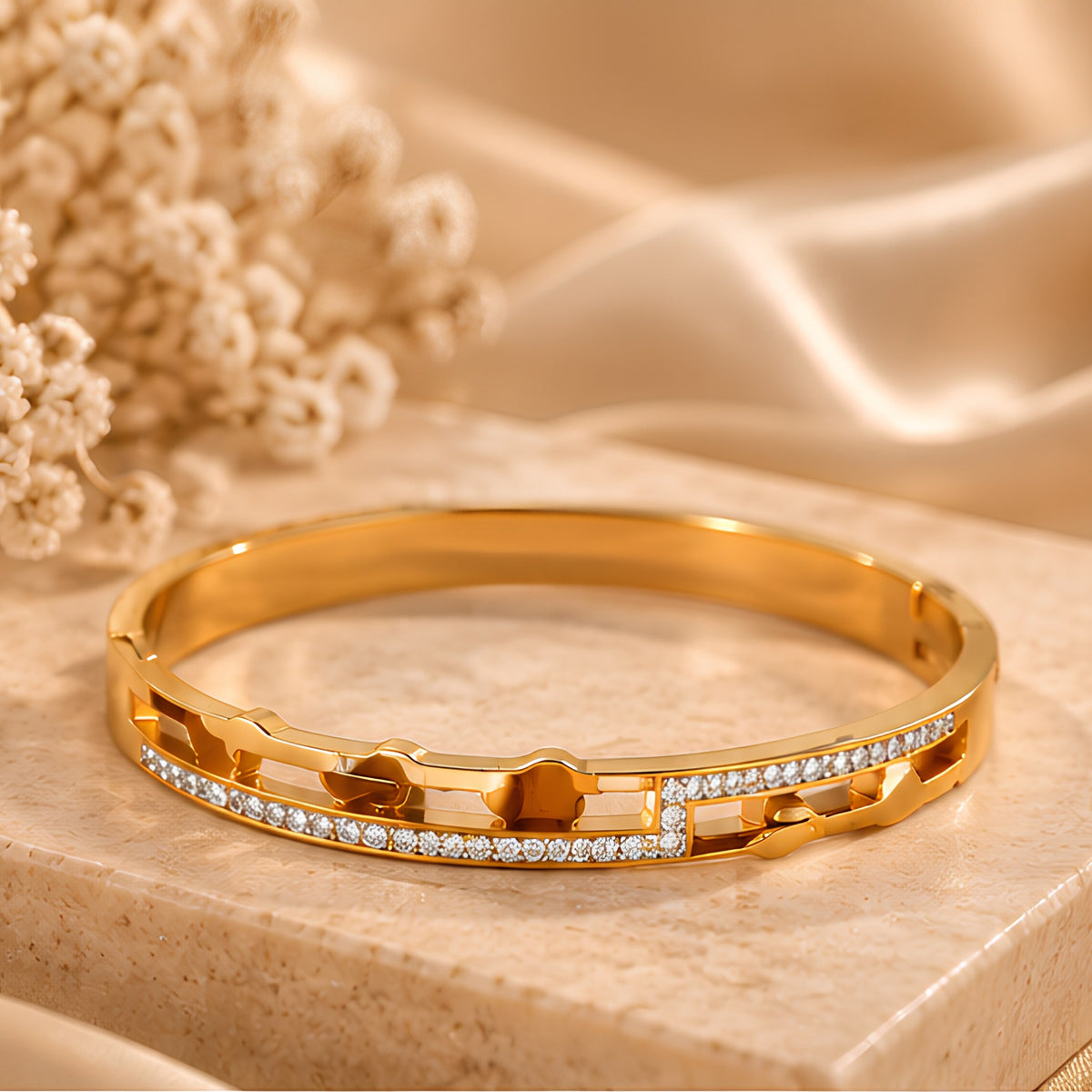 Luxe Pavé Gold Kada for Women | Anti-Tarnish Bangle
