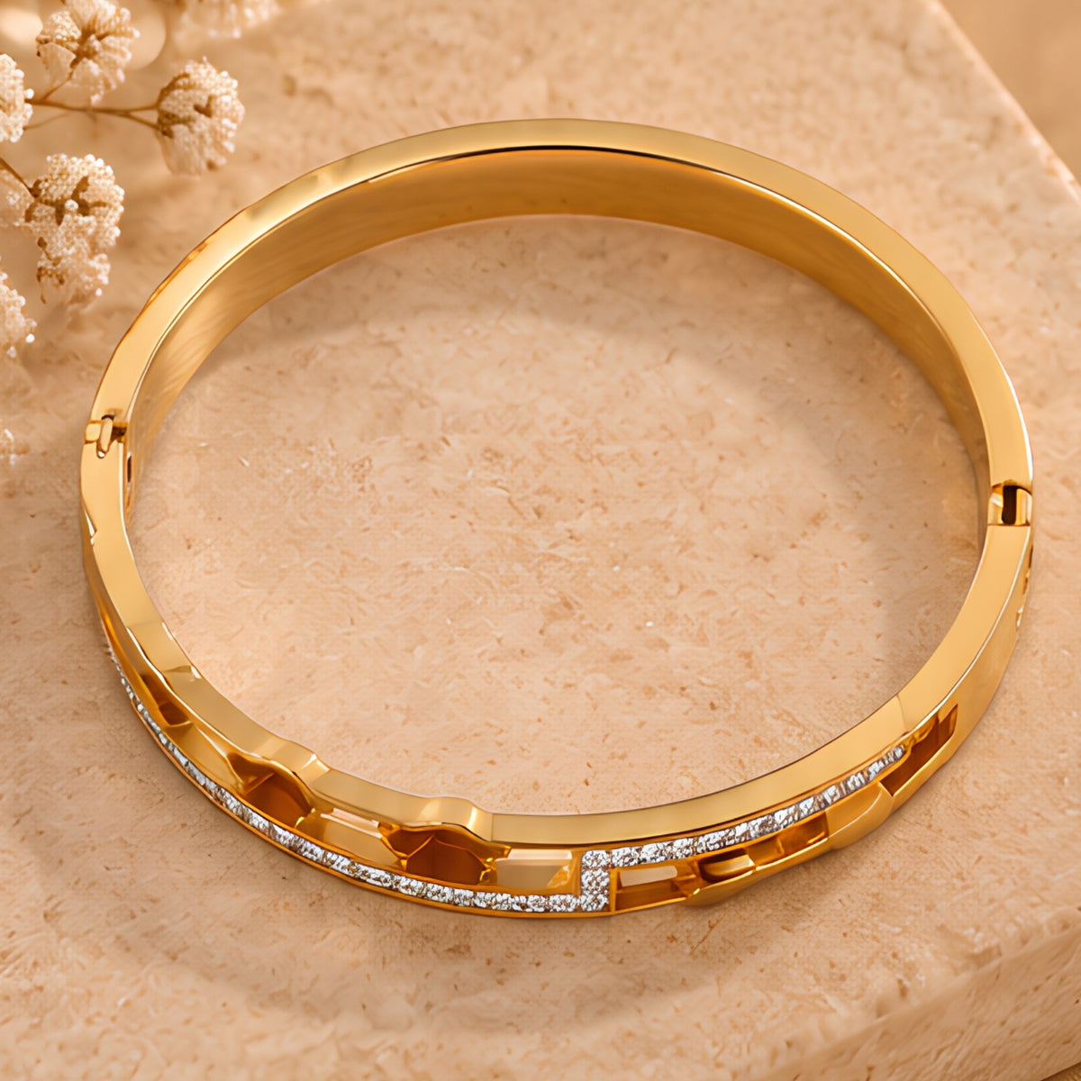 Luxe Pavé Gold Kada for Women | Anti-Tarnish Bangle