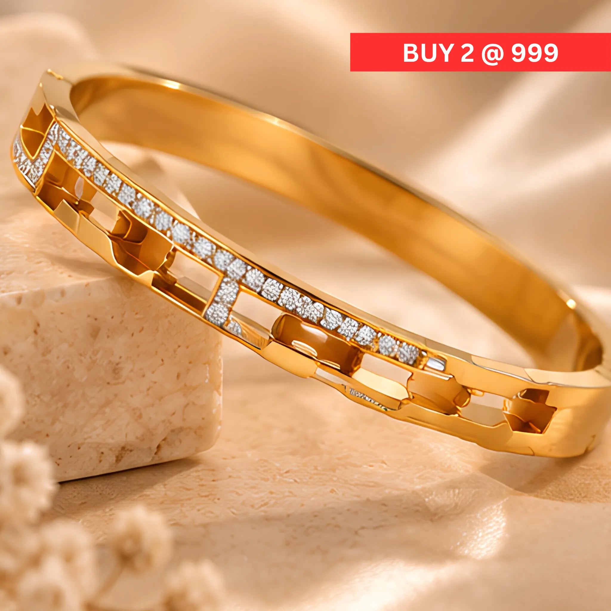 Luxe Pavé Gold Kada for Women | Anti-Tarnish Bangle Secondary image