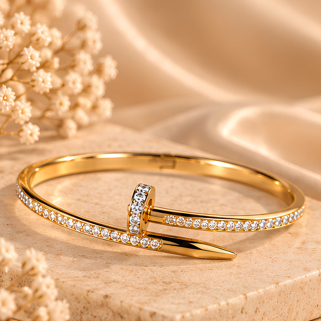 Nail Luxe Gold Kada for Women | Anti-Tarnish Bangle