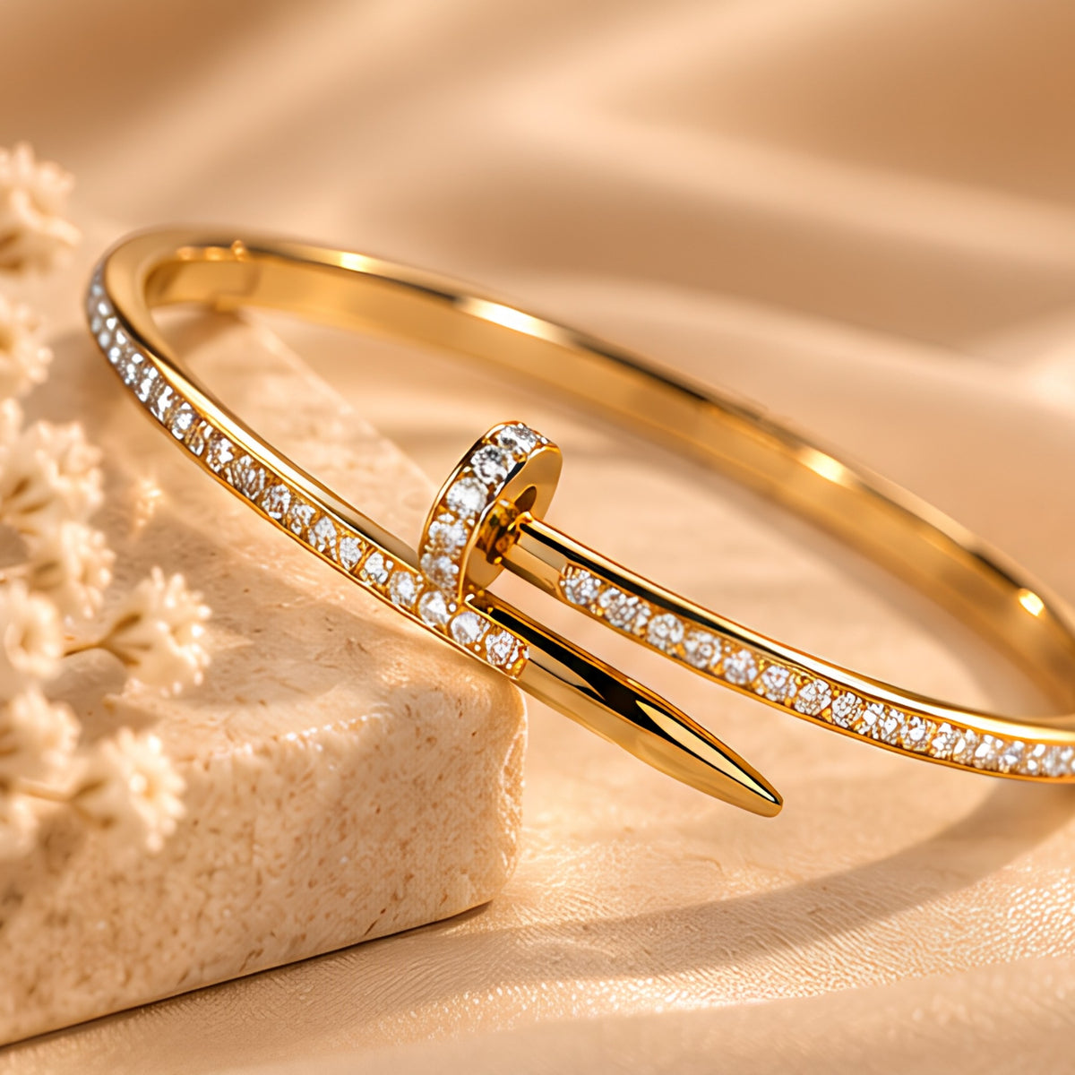 Nail Luxe Gold Kada for Women | Anti-Tarnish Bangle