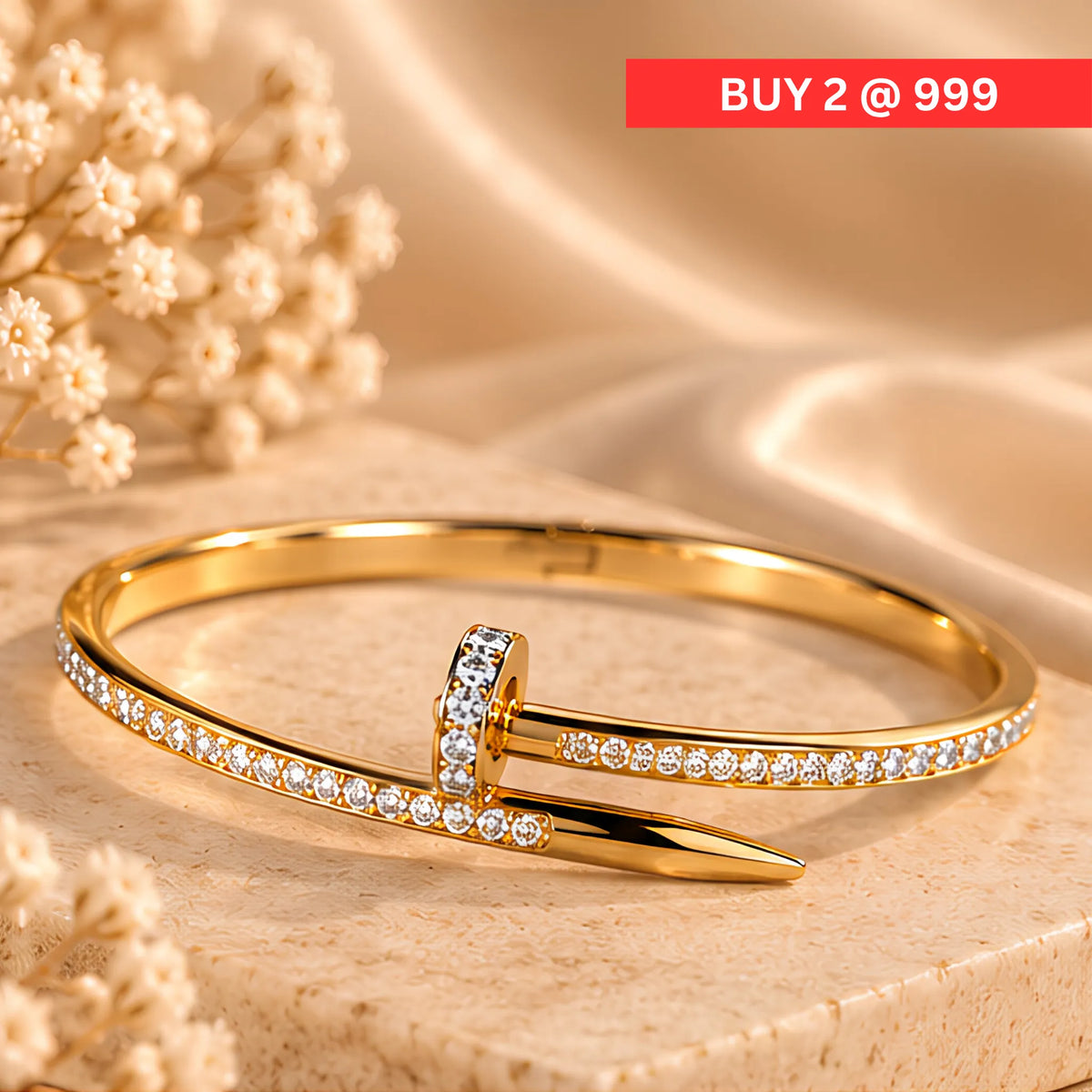 Nail Luxe Gold Kada for Women | Anti-Tarnish Bangle Main image