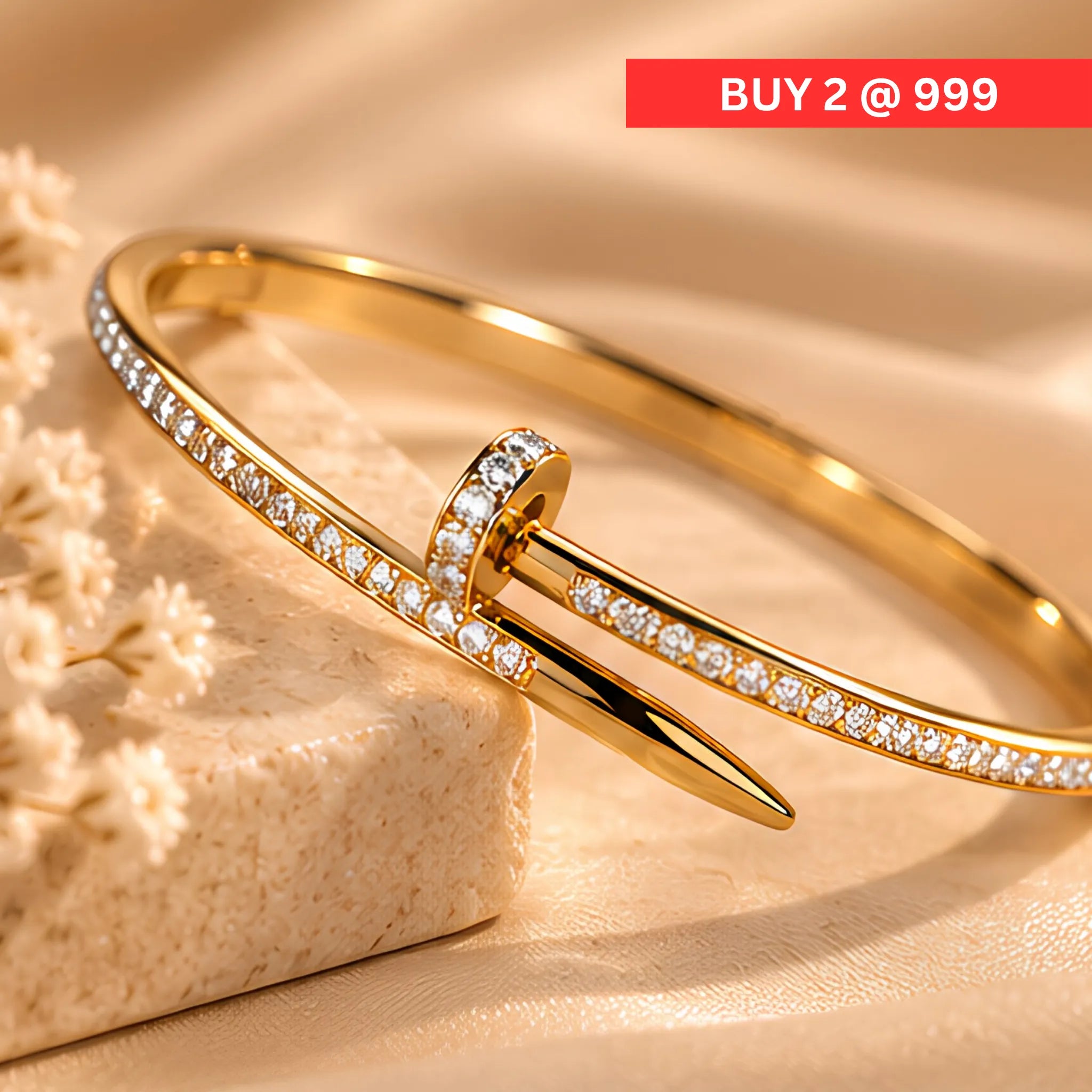 Nail Luxe Gold Kada for Women | Anti-Tarnish Bangle Secondary image