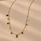 Women's Rainbow Charm Gold-Tone Link Necklace