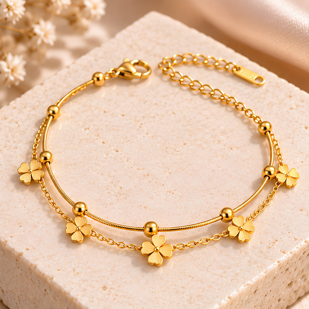Floral Charm Anti-Tarnish Bracelet for Women | ZELVÉE Main image