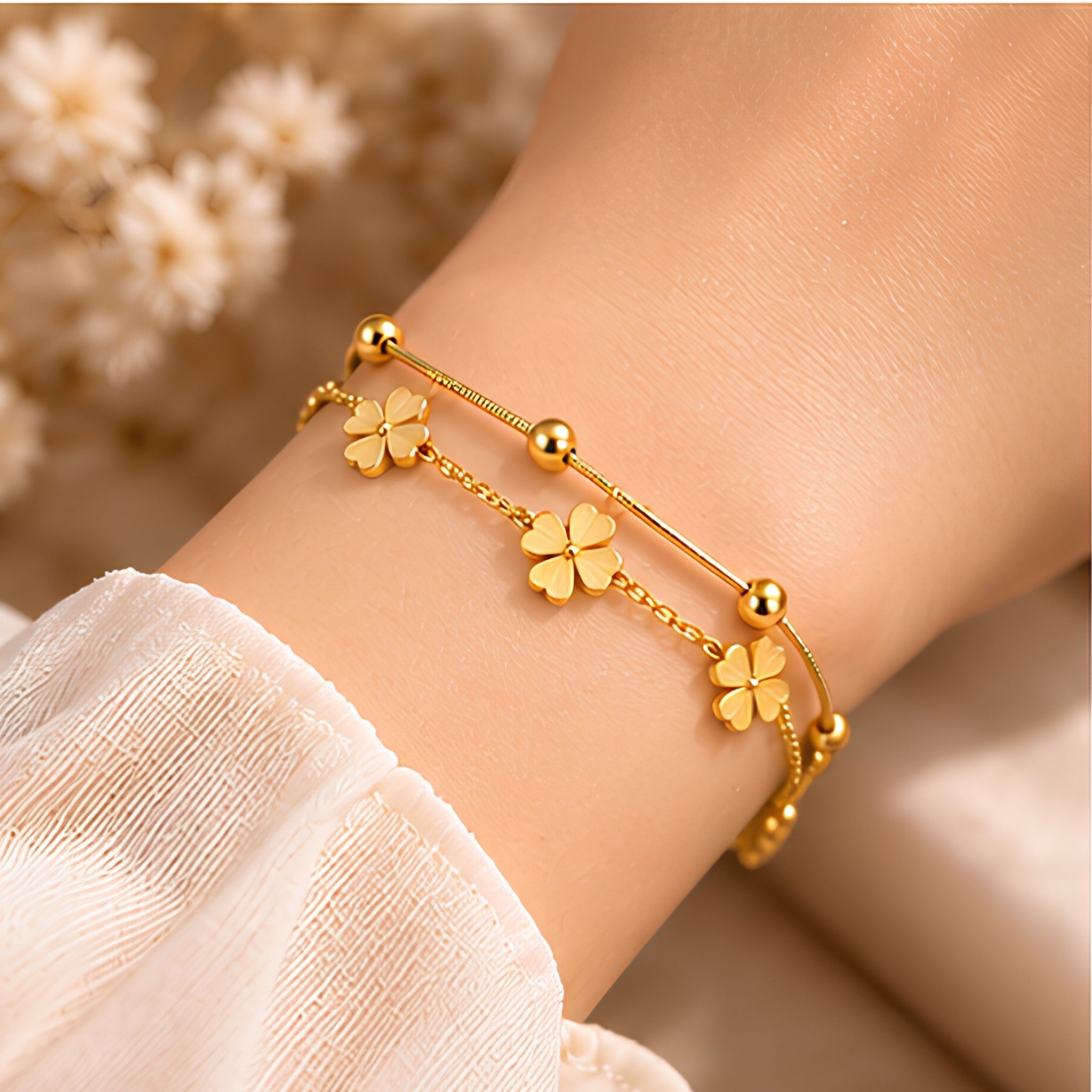 Floral Charm Anti-Tarnish Bracelet for Women | ZELVÉE Secondary image