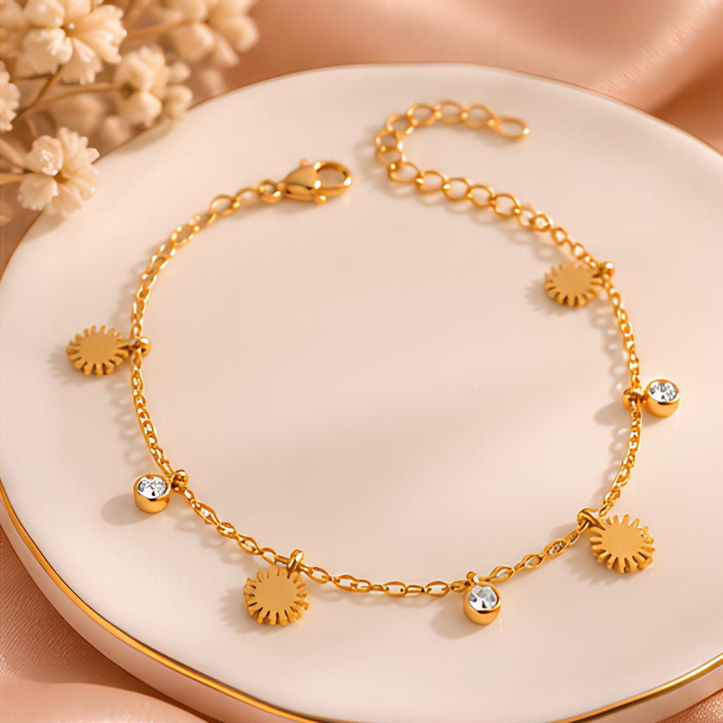 Sunburst Charm Anti-Tarnish Bracelet for Women | ZELVÉE