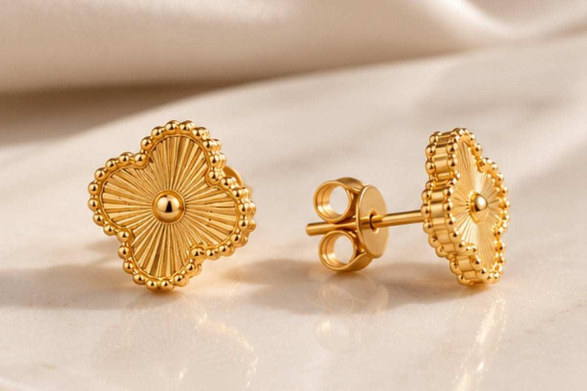 Floral Sunburst Anti-Tarnish Stud Earrings for Women | ZELVÉE Main image