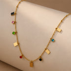 Women's Rainbow Charm Gold-Tone Link Necklace