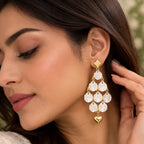 White Shell Heart Cascade Anti-Tarnish Earrings for Women | ZELVÉE