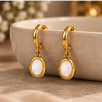 Oval Pearl Drop Earrings for Women | Anti-Tarnish | ZELVÉE