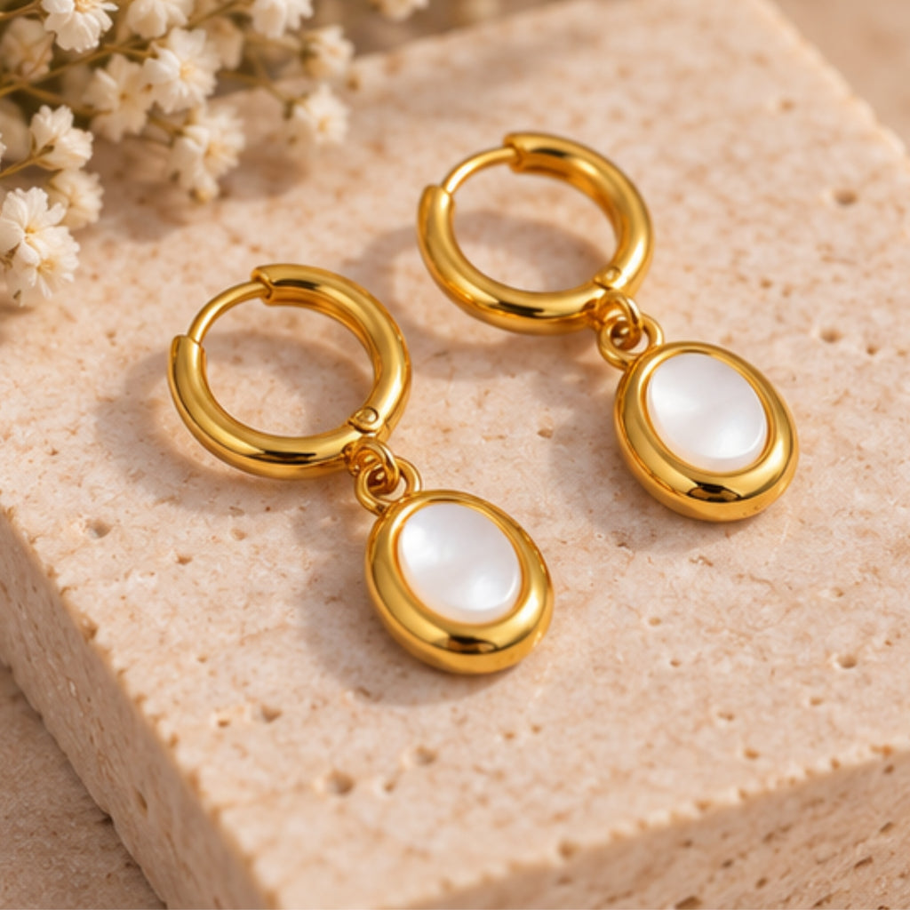Oval Pearl Drop Earrings for Women | Anti-Tarnish | ZELVÉE