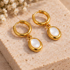 Oval Pearl Drop Earrings for Women | Anti-Tarnish | ZELVÉE