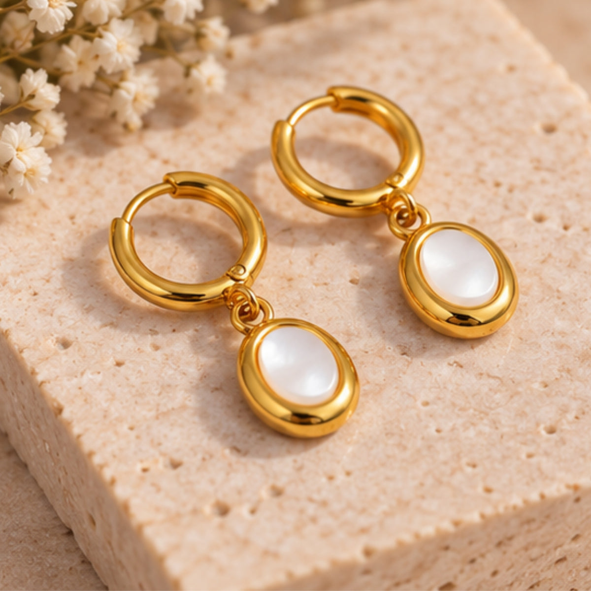 Oval Pearl Drop Earrings for Women | Anti-Tarnish | ZELVÉE