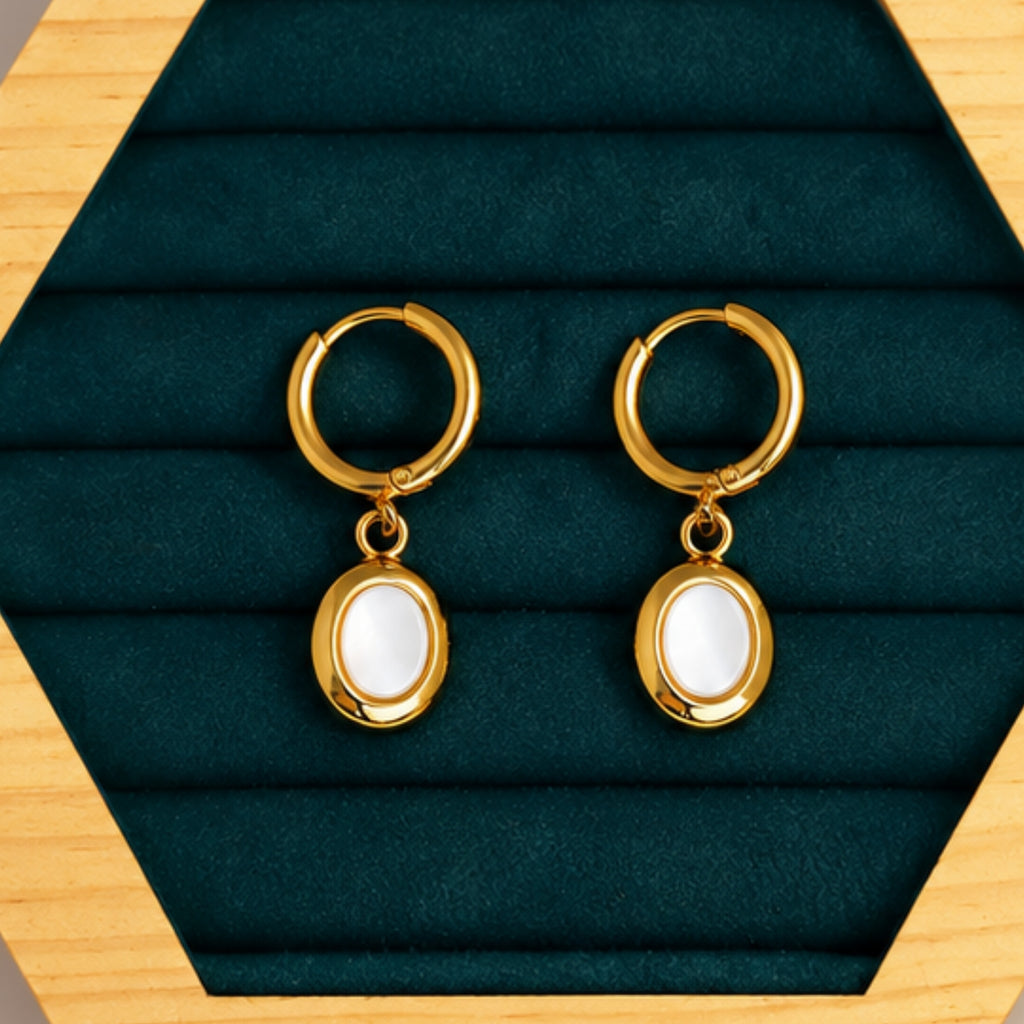 Oval Pearl Drop Earrings for Women | Anti-Tarnish | ZELVÉE