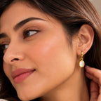 Oval Pearl Drop Earrings for Women | Anti-Tarnish | ZELVÉE