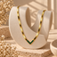 Women's Green V-Shaped Pendant Gold-Tone Necklace