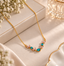 Women's Teal Blue Floral Necklace | Gold-Plated Statement Jewellery