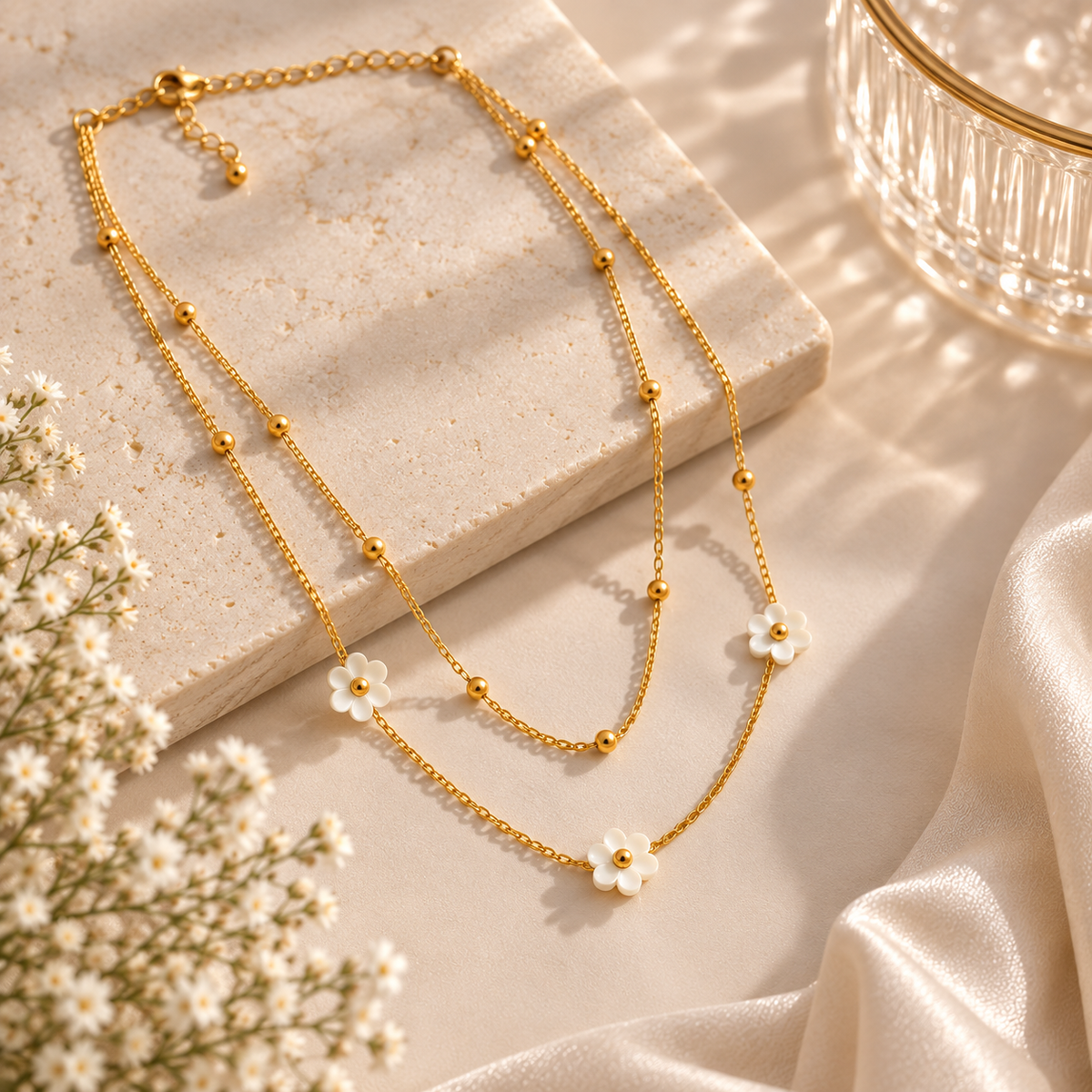Women's Gold-Tone Floral Layered Necklace