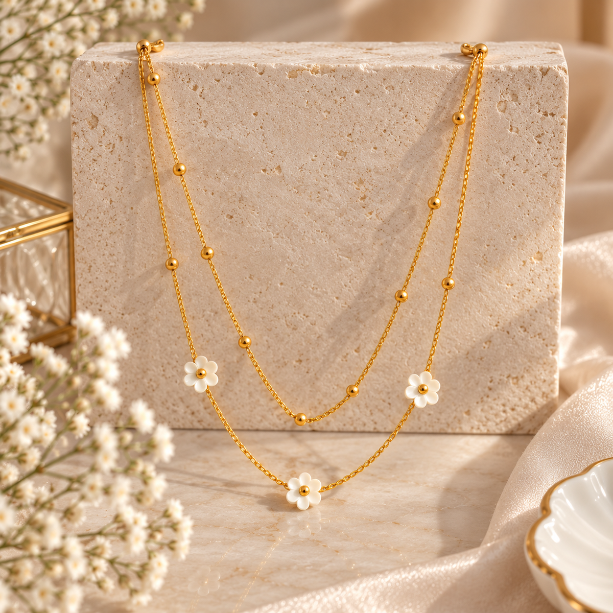 Women's Gold-Tone Floral Layered Necklace