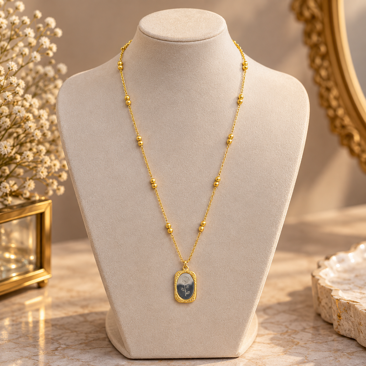 Floral Pendant Necklace for Women | Gold-Tone Main image