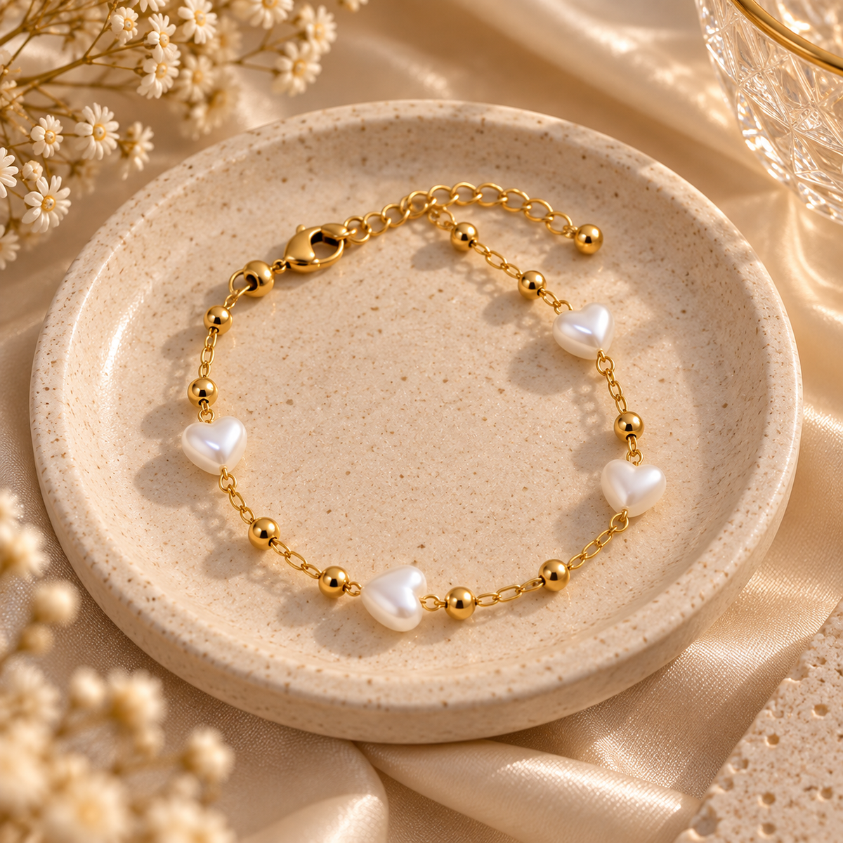 Heart Pearl Bracelet for Women | ZELVÉE