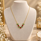 Red & Green Floral Pendant Necklace for Women