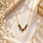 Red & Green Floral Pendant Necklace for Women