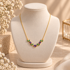 Women's Purple Gemstone & Green Leaf Gold-Tone Necklace