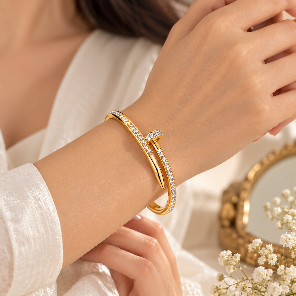 Nail Luxe Gold Kada for Women | Anti-Tarnish Bangle